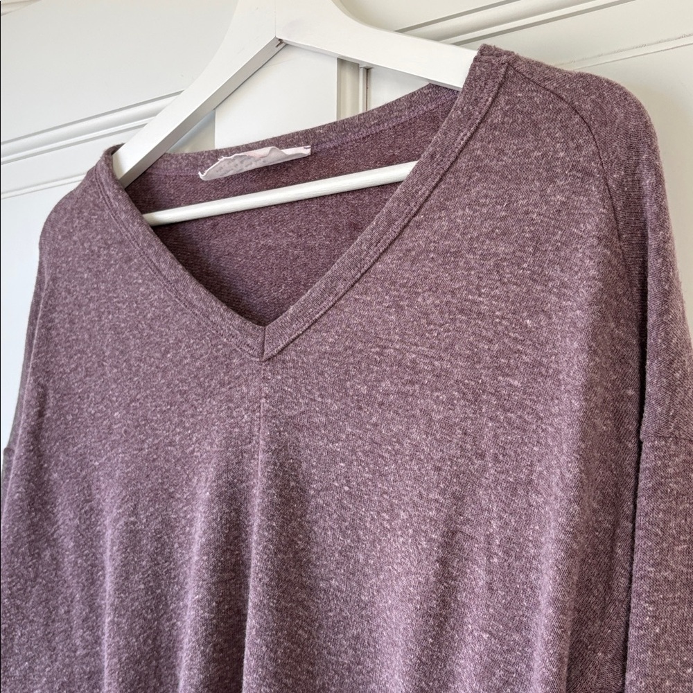 Sadie & Sage Heathered Purple Knit Top with Tie Large - Picture 3 of 6